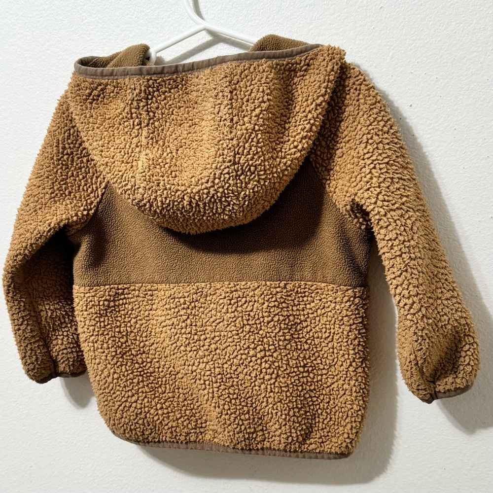 CAT & JACK · TODDLER BOYS' TAN TEDDY FULL ZIP HOODED FLEECE JACKET - 2T - Picture 5 of 5